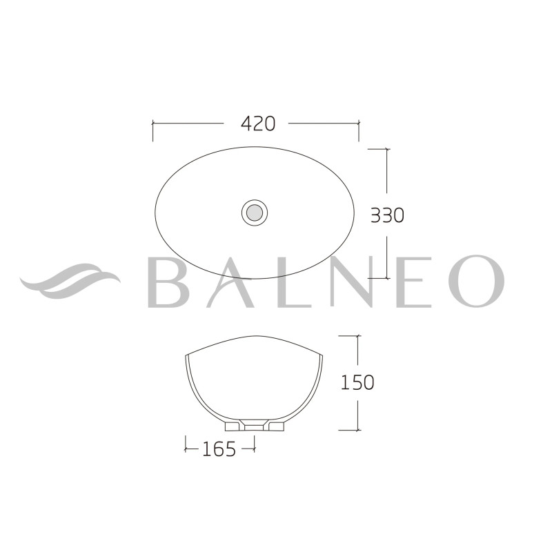 Umywalka nablatowa LOREN  42 x 33 cm biała, ceramiczna