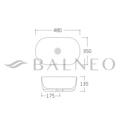 Umywalka nablatowa FIORA  48 x 35 cm  biała, ceramiczna