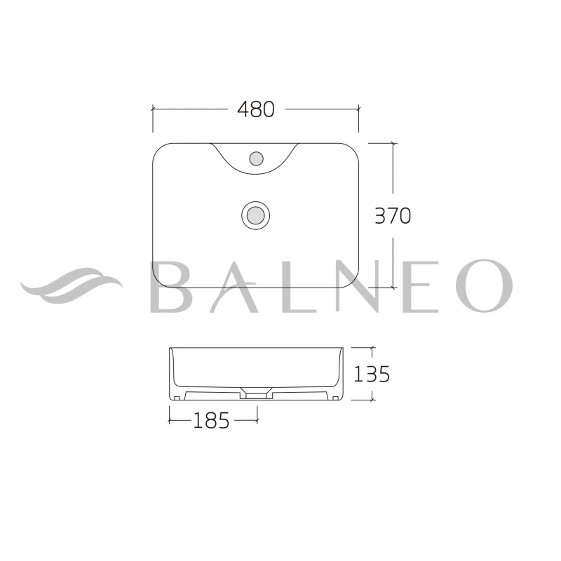 Umywalka nablatowa SAVIA  49 x 38 cm biała, ceramiczna