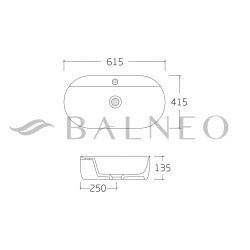 Umywalka nablatowa ALVIO  61,5 x 41,5 cm biała, ceramiczna