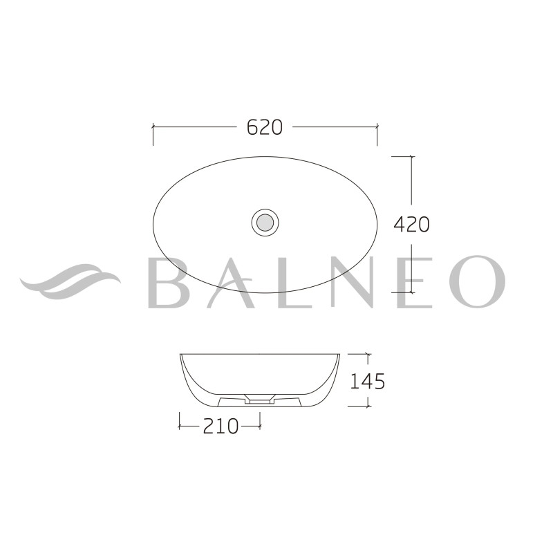 Umywalka nablatowa VILEO  62 x 42 cm  biała, ceramiczna