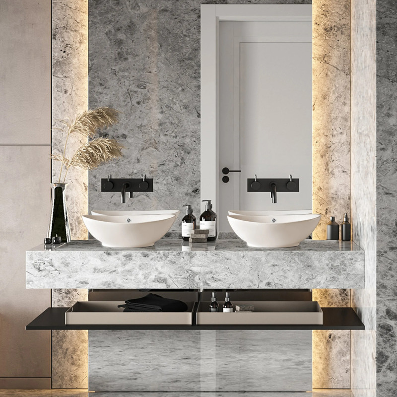 Umywalka nablatowa ZERRA  59 x 39 cm  biała, ceramiczna