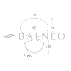 Umywalka nablatowa ZERRA  59 x 39 cm  biała, ceramiczna