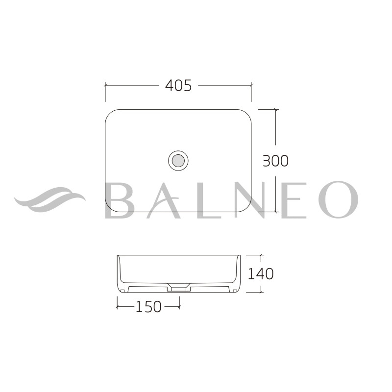 Umywalka nablatowa NATRA  40,5 x 30 cm  biała, ceramiczna