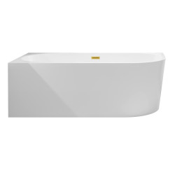Wanna wolnostojąca narożna lewa AVOLA z pokrywką MIRROR GOLD - 150 x 75 cm