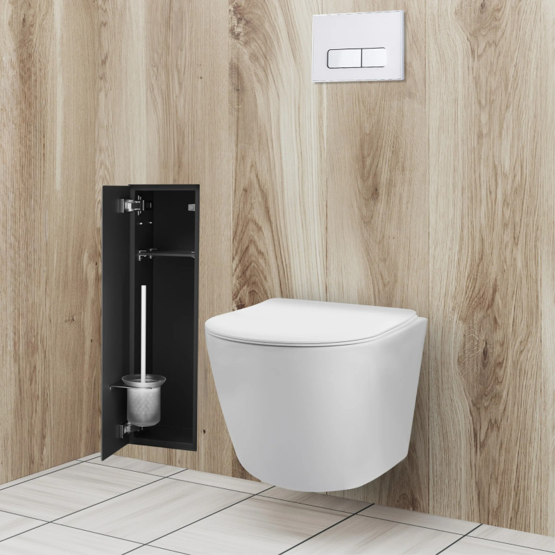 WALL-BOX BRUSH "L" LEWY - BLACK GLASS 68,2 x 23,2 x 15 cm