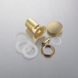 Korek umywalkowy mosiężny Klik Klak model A z przelewem - Brushed Gold