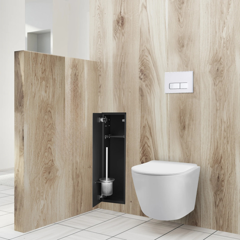 WALL-BOX BRUSH "L" LEWY - BLACK GLASS 68,2 x 23,2 x 15 cm