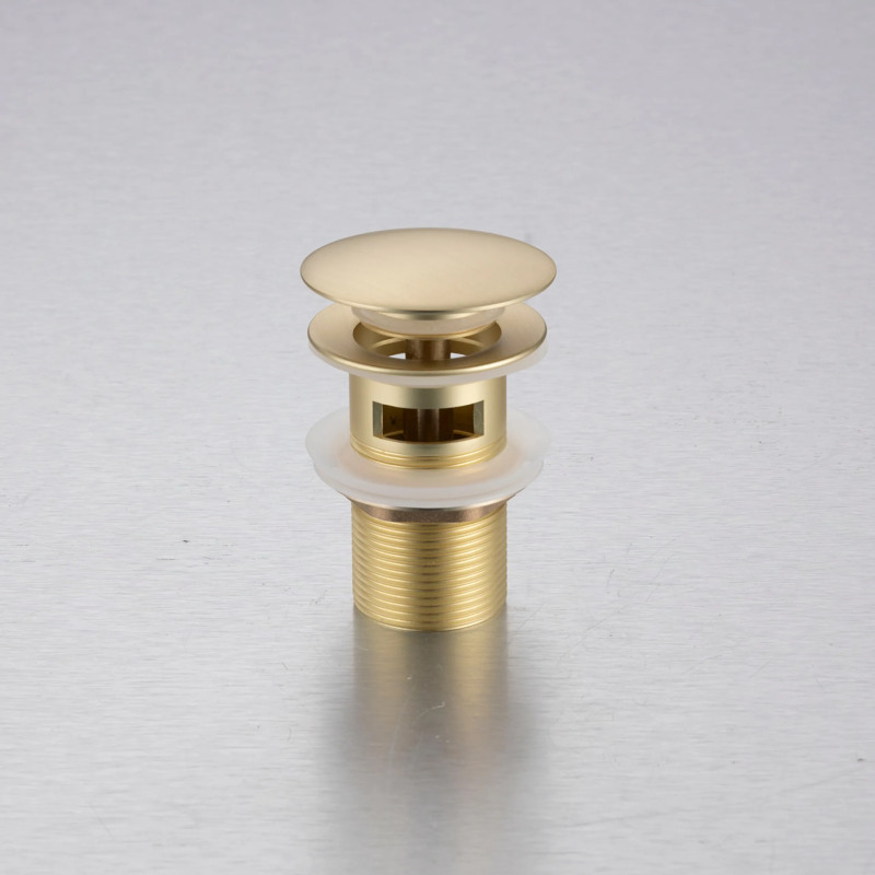 Korek umywalkowy mosiężny Klik Klak model A z przelewem - Brushed Gold