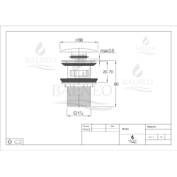 Korek umywalkowy mosiężny Klik Klak model A z przelewem - Brushed Gold