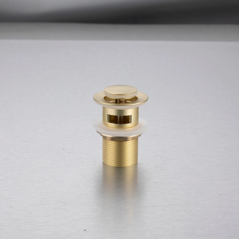 Korek umywalkowy mosiężny Klik Klak model B z przelewem - Brushed Gold