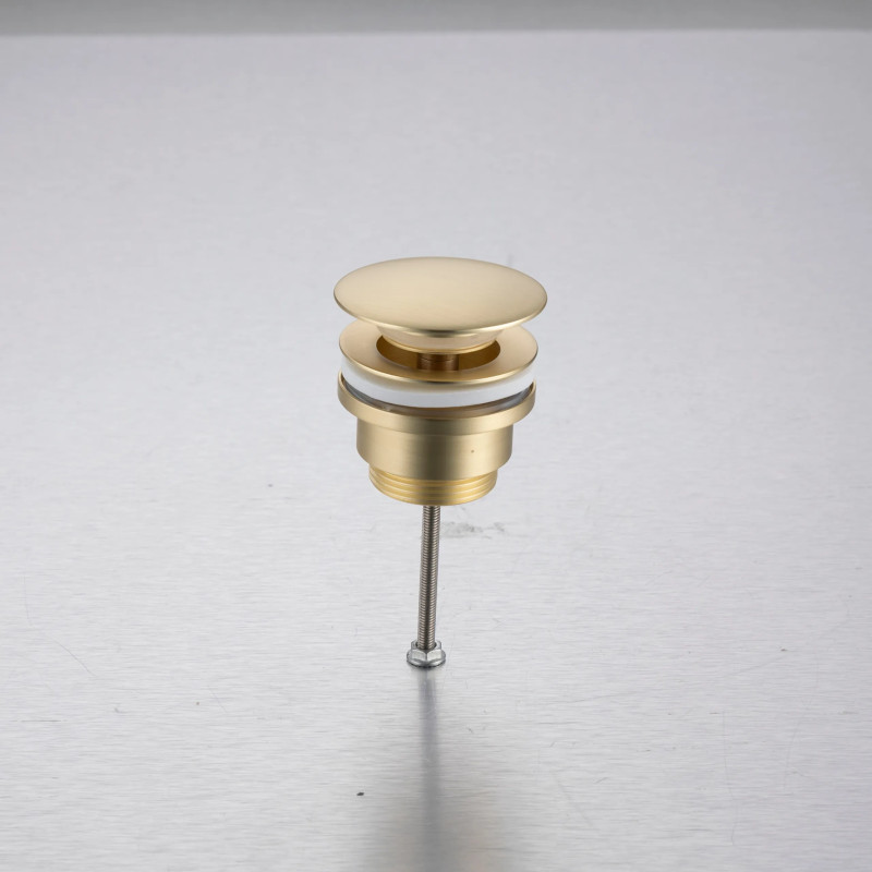 Korek umywalkowy mosiężny Klik Klak model D uniwersalny - Brushed Gold