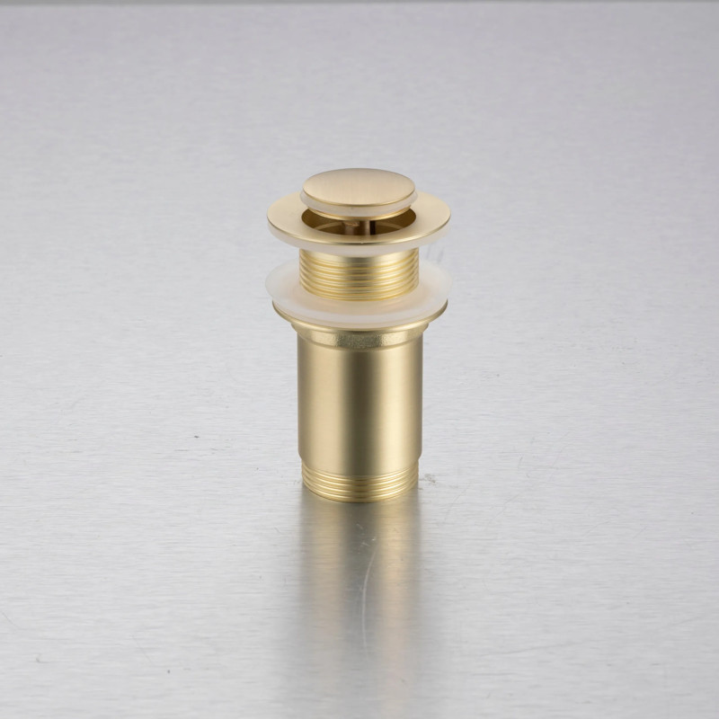 Korek umywalkowy mosiężny Klik Klak model E bez przelewu - Brushed Gold