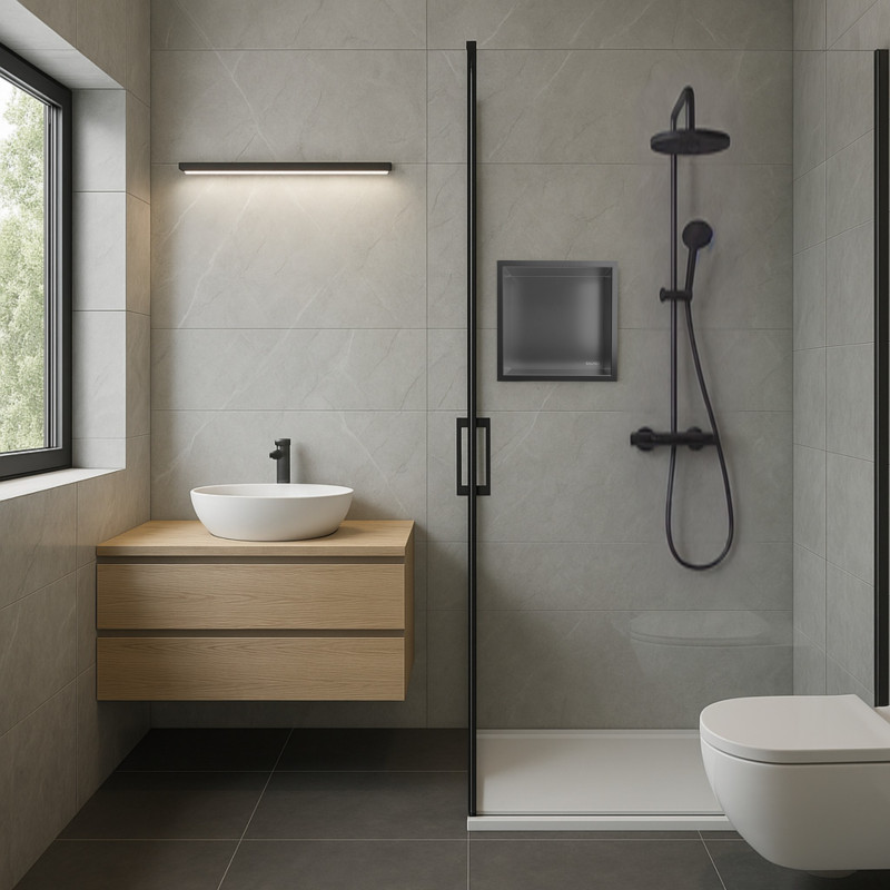 WALL-BOX ONE - Półka wnękowa GUN METAL 30x30x10 cm