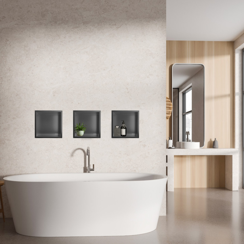 WALL-BOX ONE - Półka wnękowa GUN METAL 30x30x7 cm