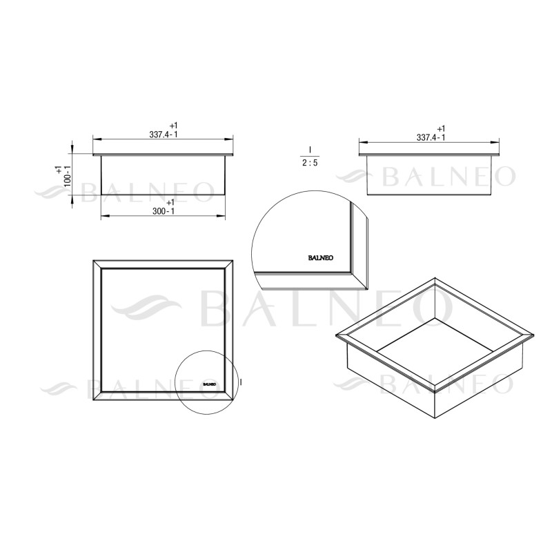 WALL-BOX ONE - Półka wnękowa GUN METAL 30x30x10 cm