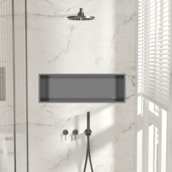 WALL-BOX ONE Gun Metal Półka wnękowa ze stali nierdzewnej 60x20x10 cm