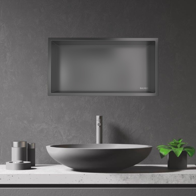 WALL-BOX ONE - Półka wnękowa Gun Metal 60x30x10 cm