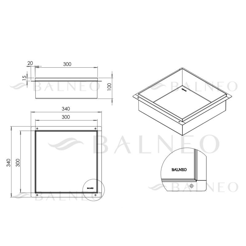 WALL-BOX NO RIM - Półka wnękowa bezramkowa Gun Metal 30x30x10 cm