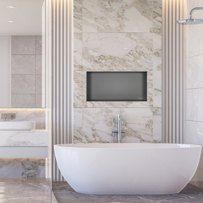 WALL-BOX NO RIM - Półka wnękowa bezramkowa Gun Metal 60x30x10 cm