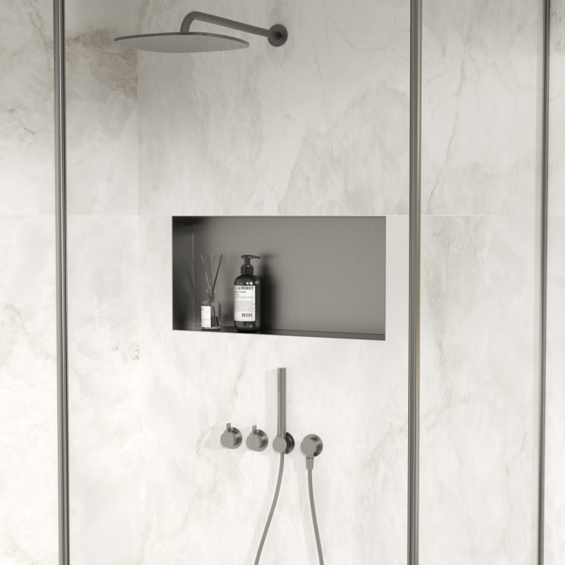 WALL-BOX NO RIM - Półka wnękowa bezramkowa Gun Metal 60x30x10 cm