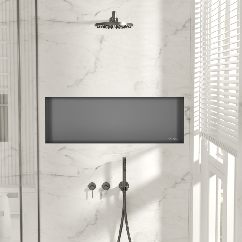 WALL-BOX NO RIM - Półka wnękowa bezramkowa Gun Metal 90x30x10 cm