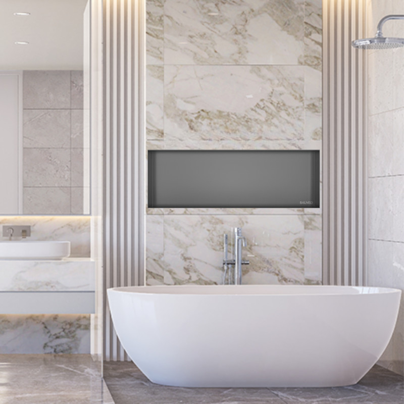 WALL-BOX NO RIM - Półka wnękowa bezramkowa Gun Metal 90x30x10 cm