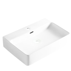 Umywalka nablatowa ceramiczna NERIA z CZARNYM PROSTOKĄTNYM PRZELEWEM