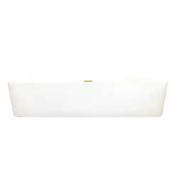 Umywalka nablatowa ceramiczna NERIA ze ZŁOTYM PROSTOKĄTNYM PRZELEWEM