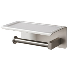 Uchwyt na papier z półką na telefon QUBE - INOX