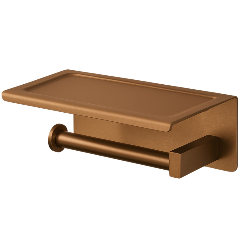 Uchwyt na papier z półką na telefon QUBE - COPPER