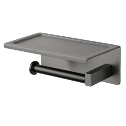 Uchwyt na papier z półką na telefon QUBE - GUN METAL