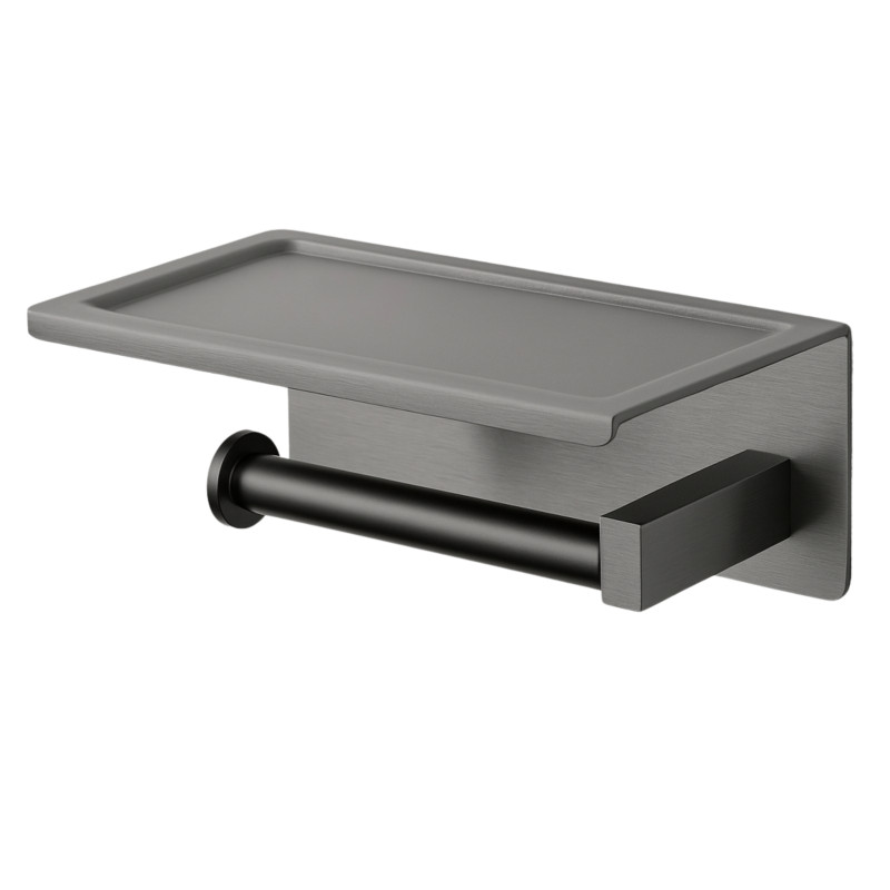 Uchwyt na papier z półką na telefon QUBE - GUN METAL