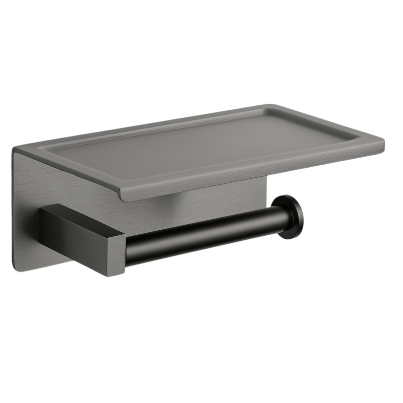 Uchwyt na papier z półką na telefon QUBE - GUN METAL