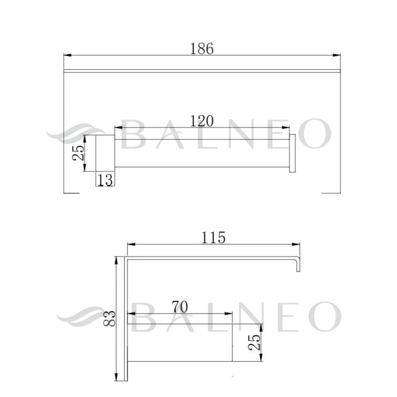 Uchwyt na papier z półką na telefon QUBE - GUN METAL