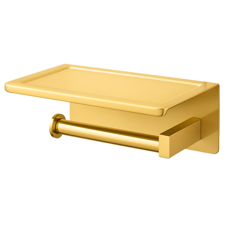 Uchwyt na papier z półką na telefon QUBE - SHINY GOLD