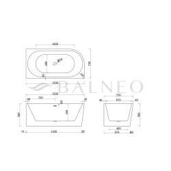 II gatunek Wanna wolnostojąca narożna prawa AVOLA 160 x 80 cm