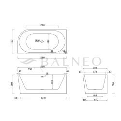 II gatunek Wanna wolnostojąca narożna lewa AVOLA 160 x 80 cm