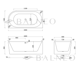 II gatunek Wanna wolnostojąca narożna lewa AVOLA WHITE - 160 x 80 cm