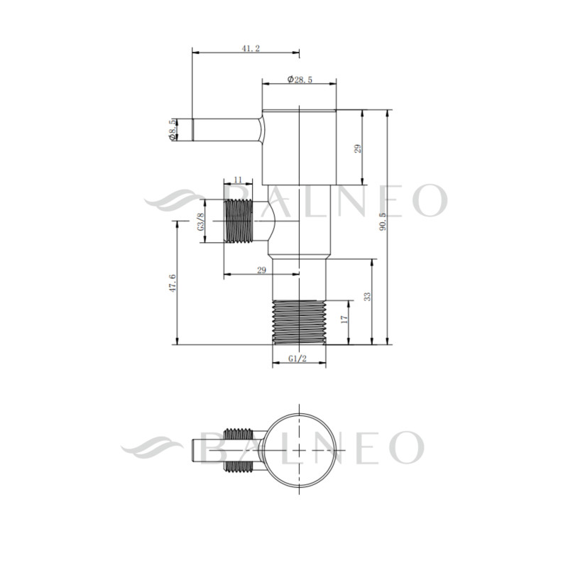 Zawór kątowy z głowicą ceramiczną model 1 BLACK 1/2 x 1/2