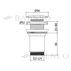 Korek umywalkowy mosiężny LONG Klik Klak model K bez przelewu - Chrom