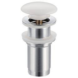 Korek umywalkowy mosiężny Klik Klak model C bez przelewu - Biały Ceramiczny