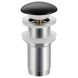 Korek umywalkowy mosiężny Klik Klak model C bez przelewu - Czarny Ceramiczny