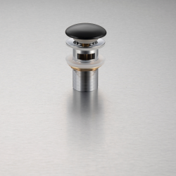 Korek umywalkowy mosiężny Klik Klak model A z przelewem - Czarny Ceramiczny