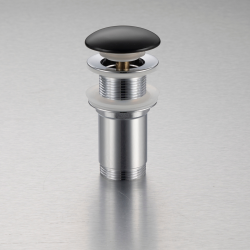 Korek umywalkowy mosiężny Klik Klak model C bez przelewu - Czarny Ceramiczny