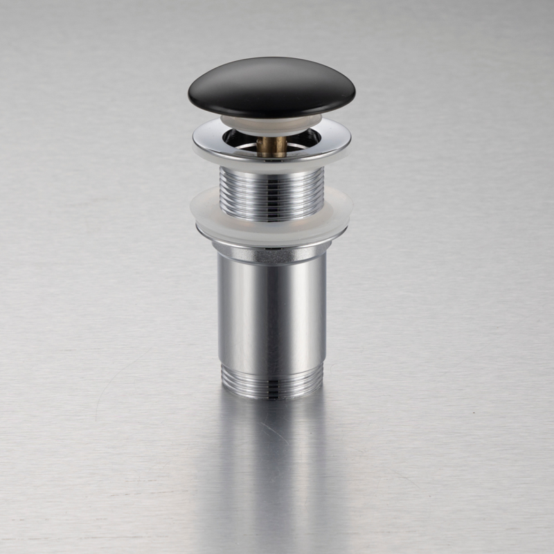 Korek umywalkowy mosiężny Klik Klak model C bez przelewu - Czarny Ceramiczny