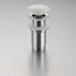 Korek umywalkowy mosiężny Klik Klak model C bez przelewu - Biały Ceramiczny