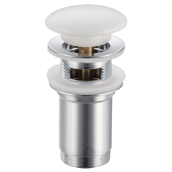 Korek umywalkowy mosiężny Klik Klak model C z przelewem - Czarny Ceramiczny