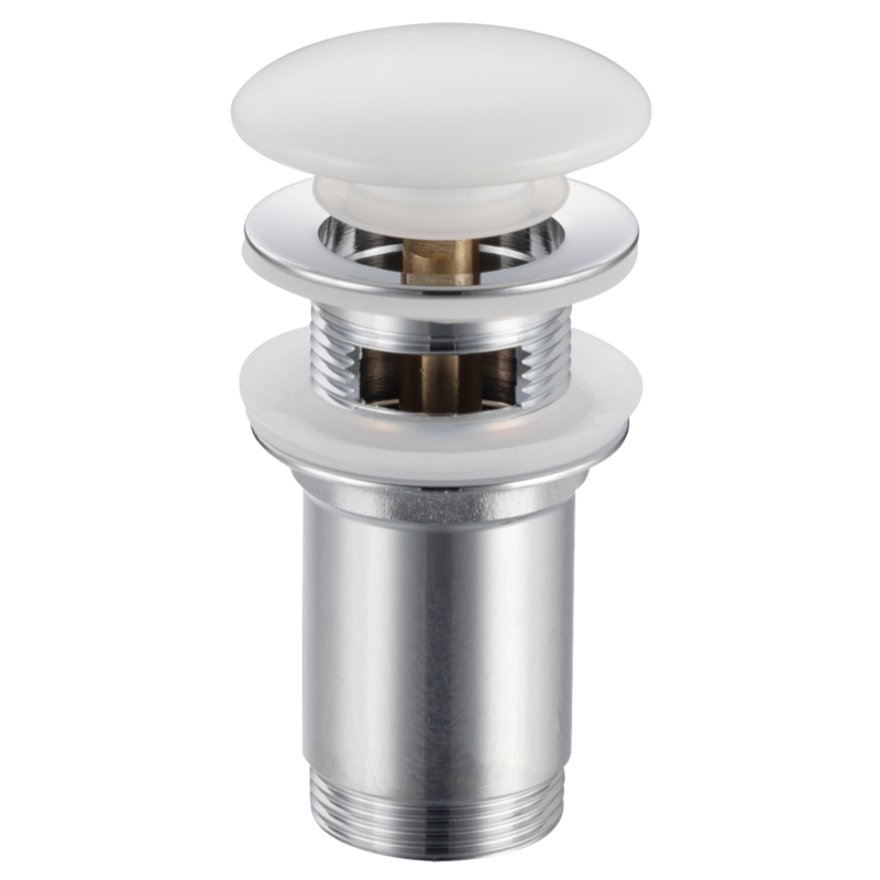 Korek umywalkowy mosiężny Klik Klak model C z przelewem - Czarny Ceramiczny