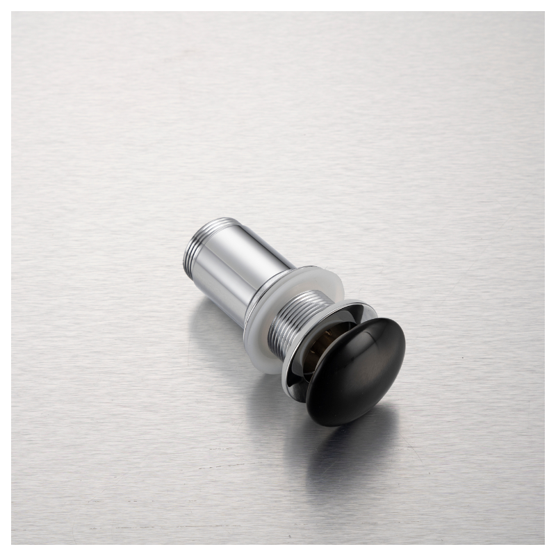 Korek umywalkowy mosiężny Klik Klak model C bez przelewu - Czarny Ceramiczny